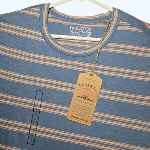 Faherty Sunwashed NEW Regenerative Short Sleeve T Shirt Mens Large Blue Coral